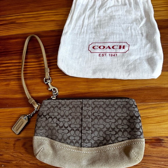Coach Handbags - Coach Signature Brown and Tan Wristlet